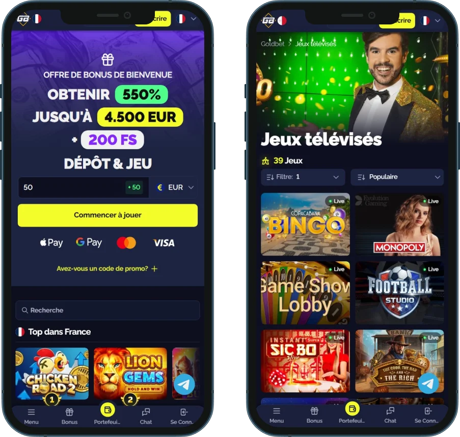 Goldbet sur Mobile